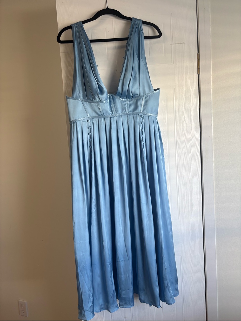 ASOS Blue Satin Midi Dress US 12 NWT Plunge Corset Formal Bridesmaid Wedding